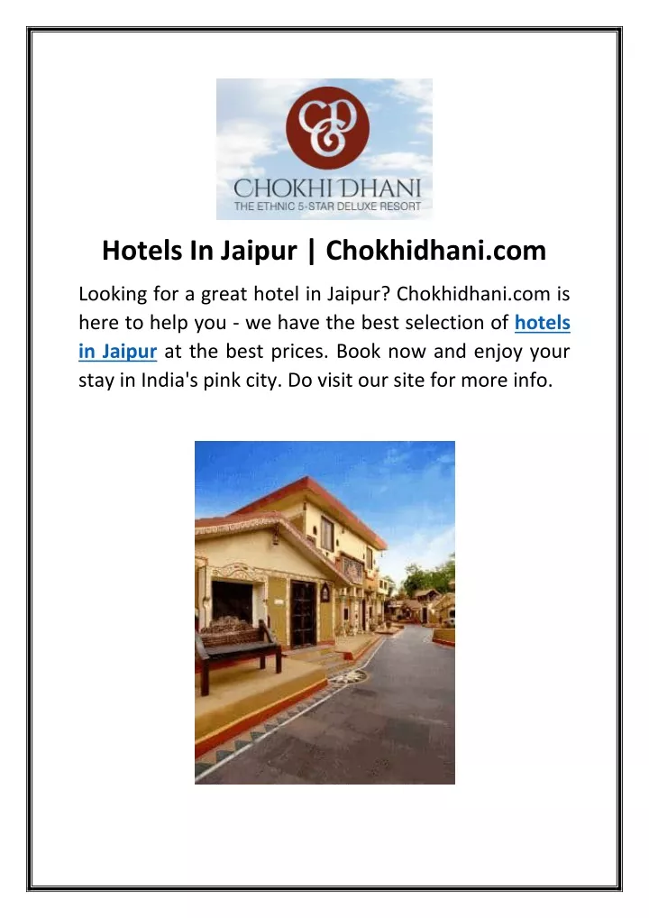 hotels in jaipur chokhidhani com