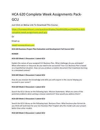 hca 620 complete week assignments pack gcu just