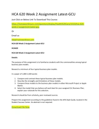 hca 620 week 2 assignment latest gcu just click