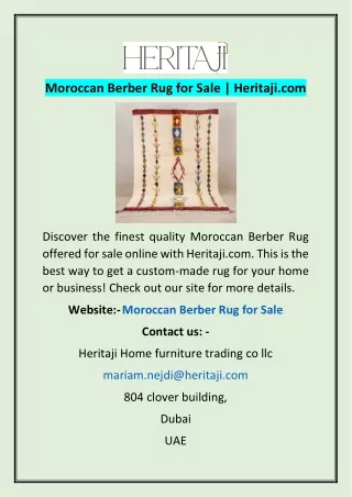 Moroccan Berber Rug for Sale | Heritaji.com