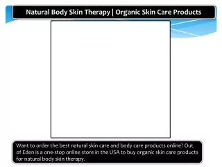 Organic Skin Care Products - Out of Eden