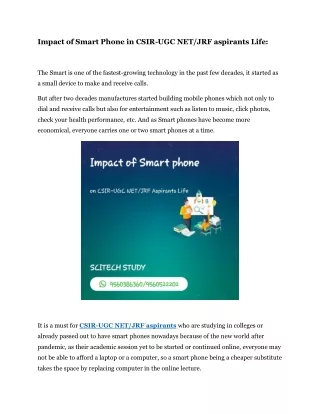 Impact of Smart Phone in CSIR-UGC NET JRF aspirants Life