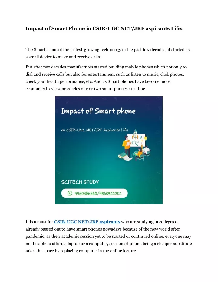 impact of smart phone in csir