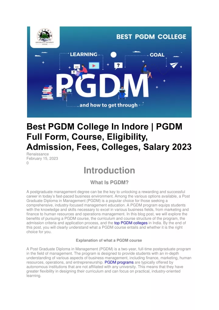 best pgdm college in indore pgdm full form course