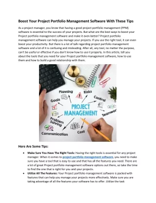 boost your project portfolio management software