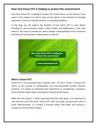 how fast green fcf is helping to protect