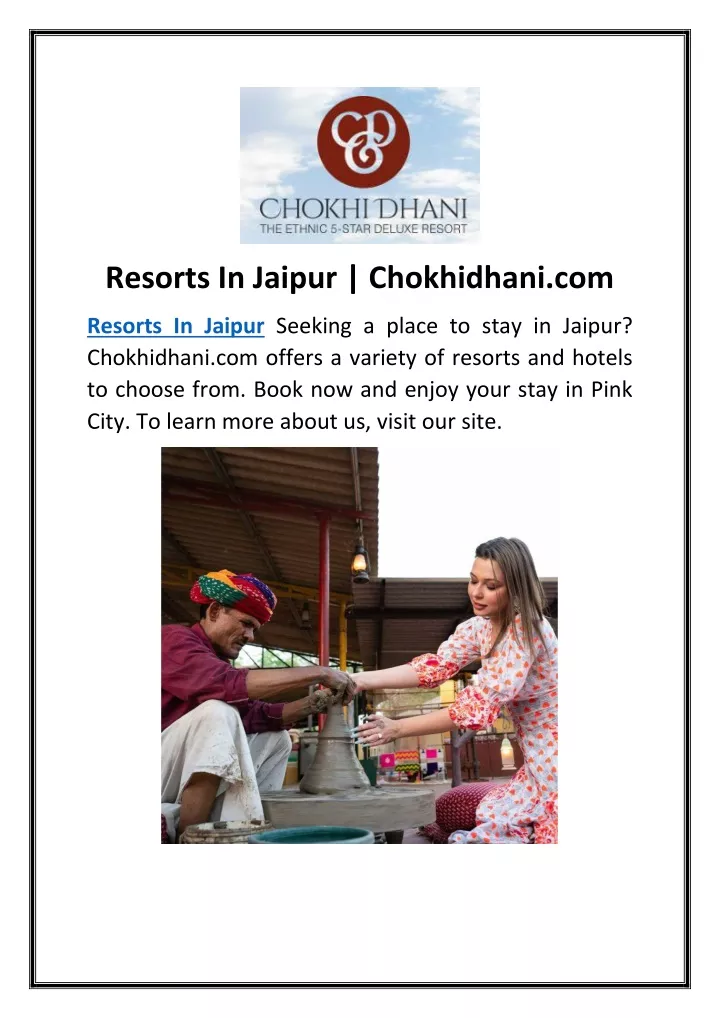 resorts in jaipur chokhidhani com