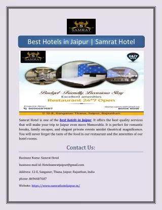 Best Hotels in Jaipur