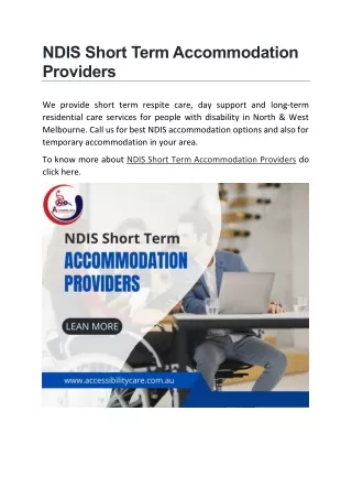 NDIS Short Term Accommodation Providers