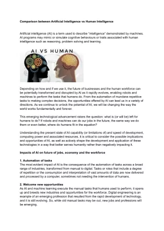 Artificial Intelligence vs Human Intelligence