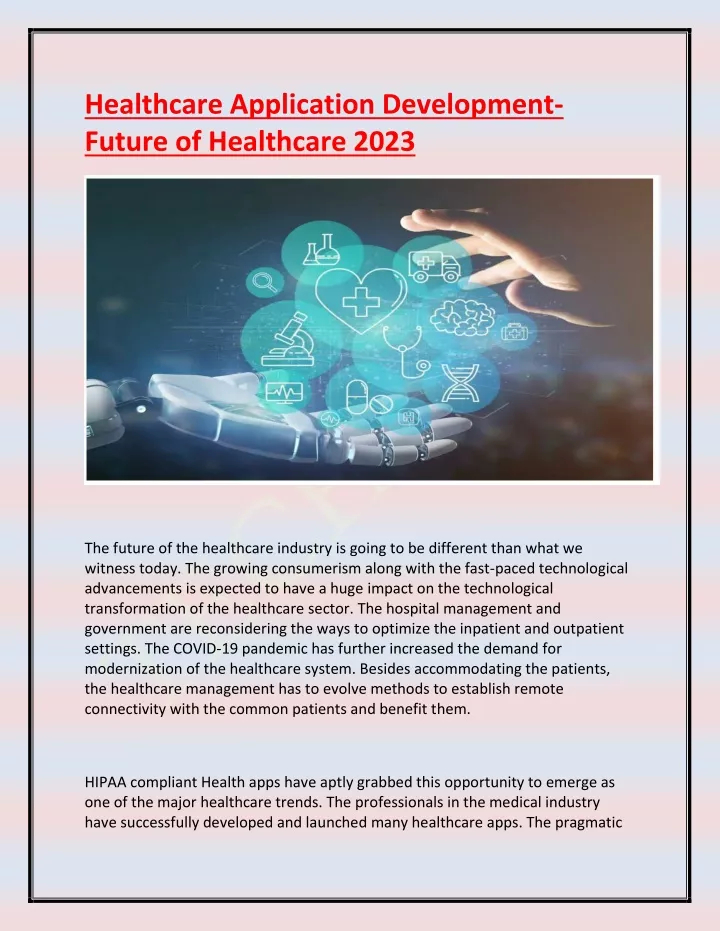 healthcare application development future