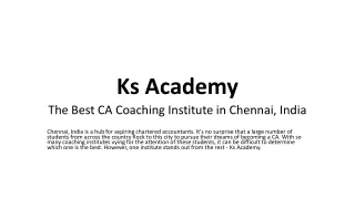 The Best CA Coaching Institute in Chennai, India