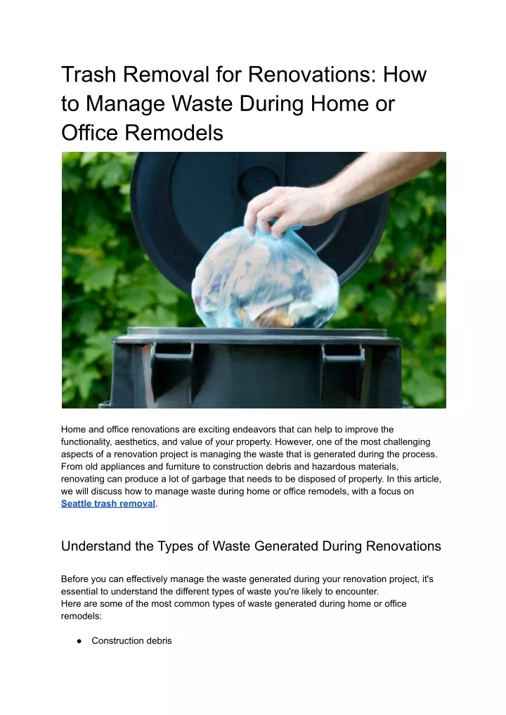 trash removal for renovations how to manage waste
