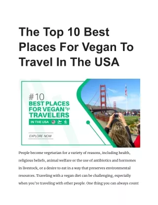 The Top 10 Best Places For Vegan To Travel In The USA