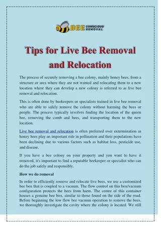 the process of securely removing a bee colony