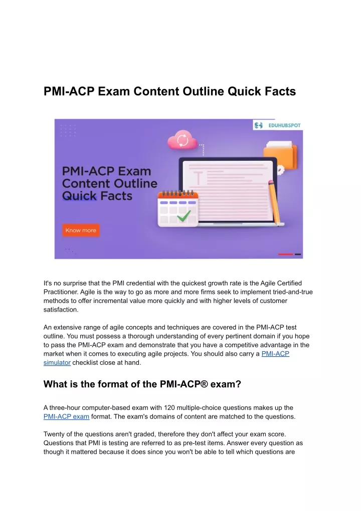 pmi acp exam content outline quick facts