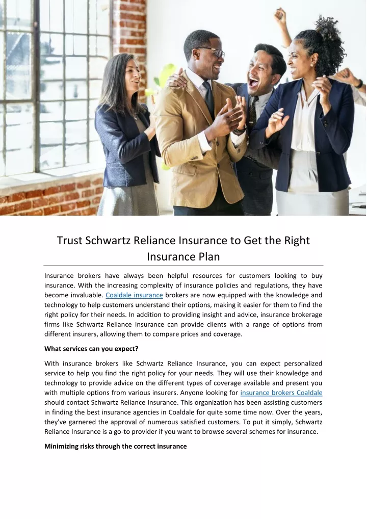 trust schwartz reliance insurance