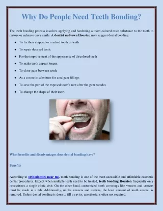 why do people need teeth bonding