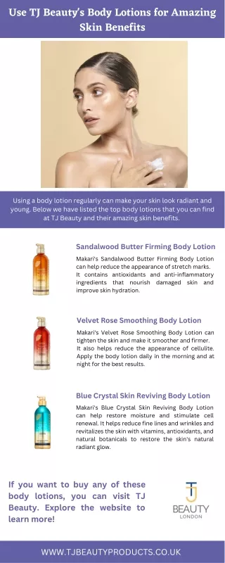 Use TJ Beauty's Body Lotions for Amazing Skin Benefits