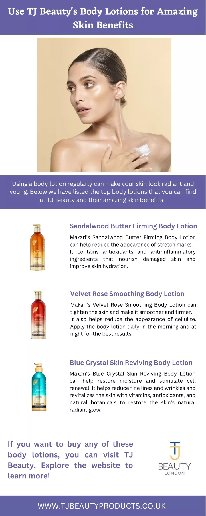 use tj beauty s body lotions for amazing skin