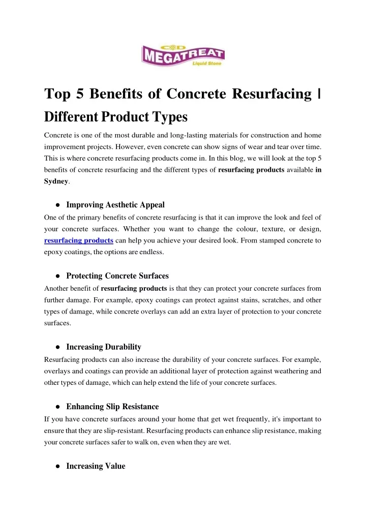 top 5 benefits of concrete resurfacing different