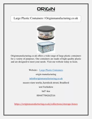 Large Plastic Containers | Originmanufacturing.co.uk