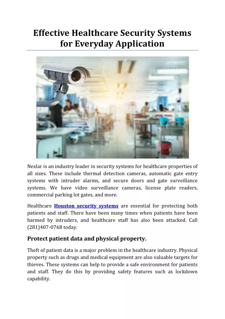 effective healthcare security systems