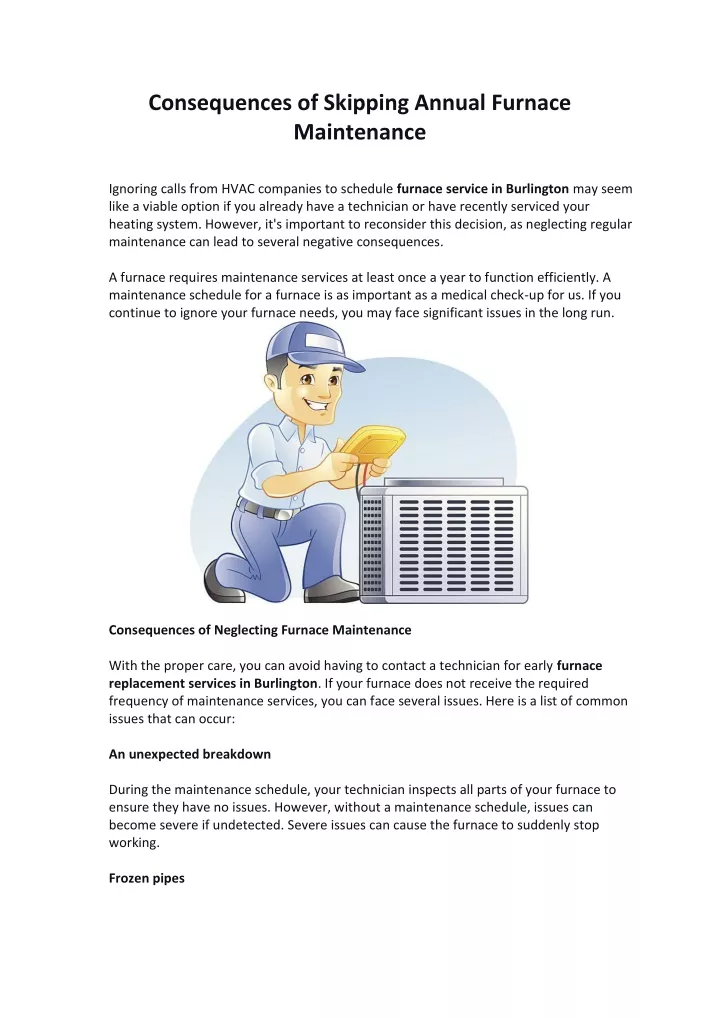 consequences of skipping annual furnace