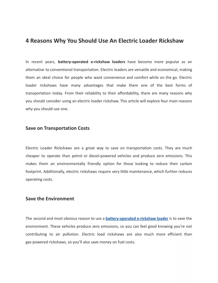 4 reasons why you should use an electric loader