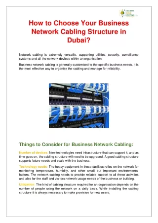 how to choose your business network cabling