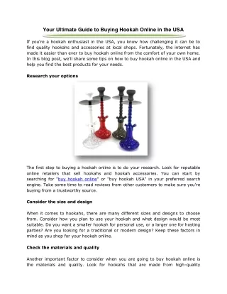 Your Ultimate Guide to Buying Hookah Online in the USA