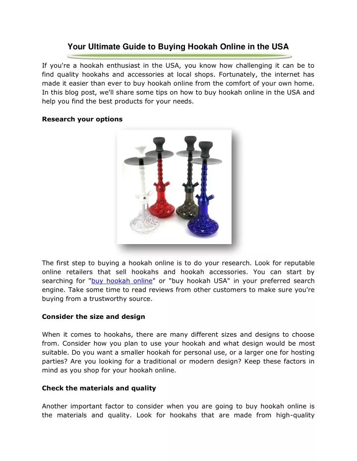 your ultimate guide to buying hookah online