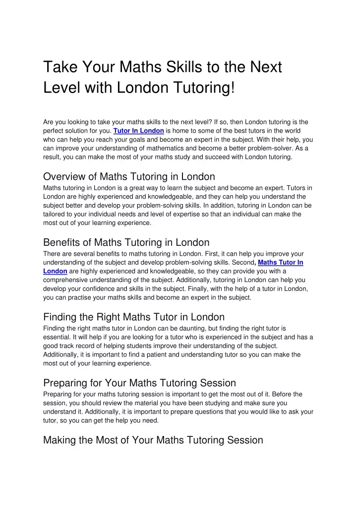 take your maths skills to the next level with