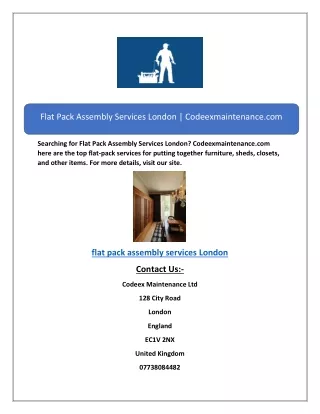 Flat Pack Assembly Services London | Codeexmaintenance.com