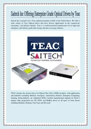 Saitech Inc Offering Enterprise Grade Optical Drives by Teac