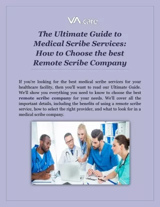 The Ultimate Guide to Medical Scribe Services: How to Choose the best Remote Scr
