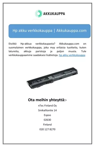 hp akku verkkokauppa akkukauppa com