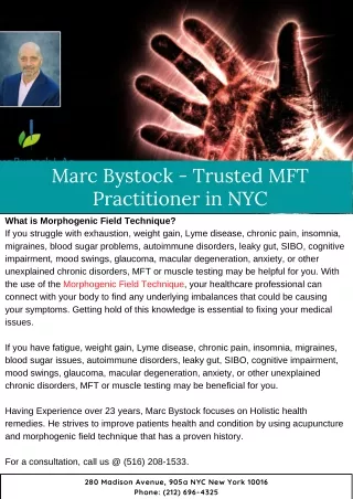 Marc Bystock - Trusted MFT Practitioner in NYC
