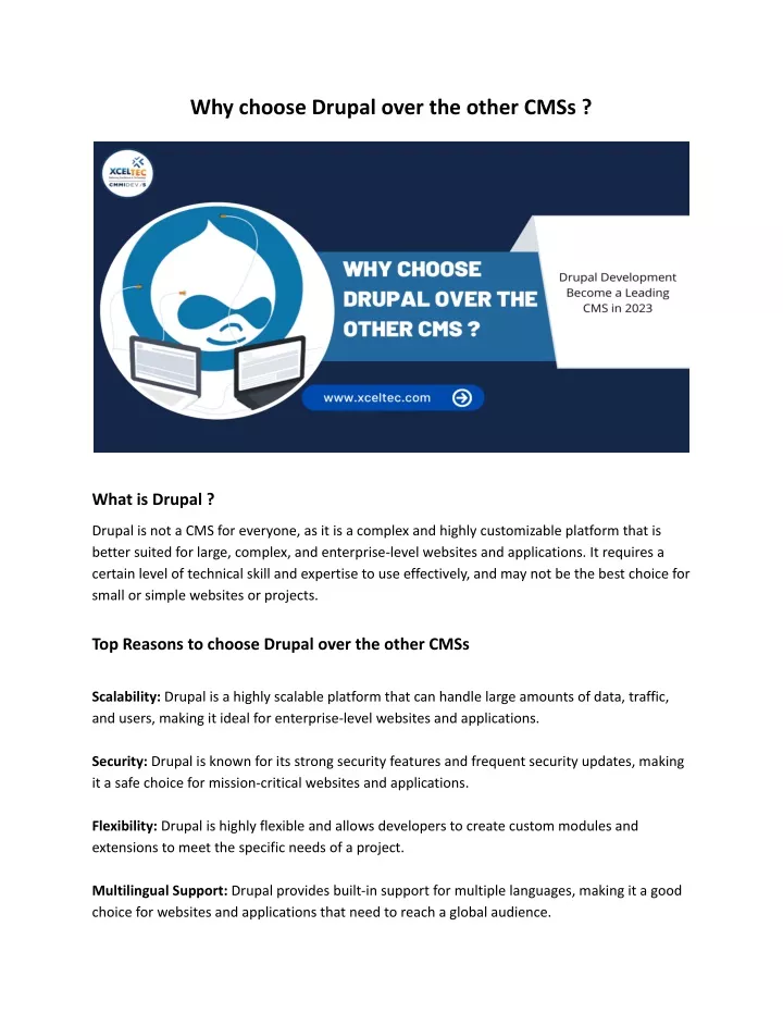 why choose drupal over the other cmss