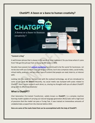 ChatGPT: A boon or a bane to human creativity?