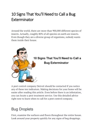10 Signs That You'll Need to Call a Bug Exterminator