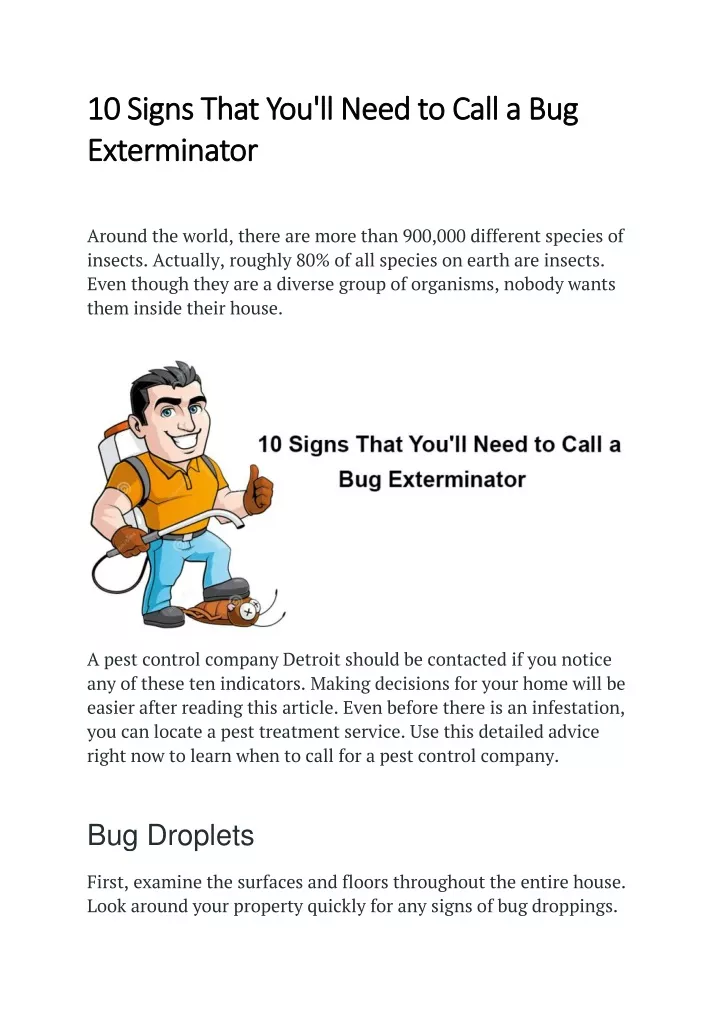 10 signs that you ll need to call a bug 10 signs