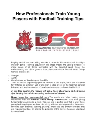 How the Pros Train Young Players with Football Tips