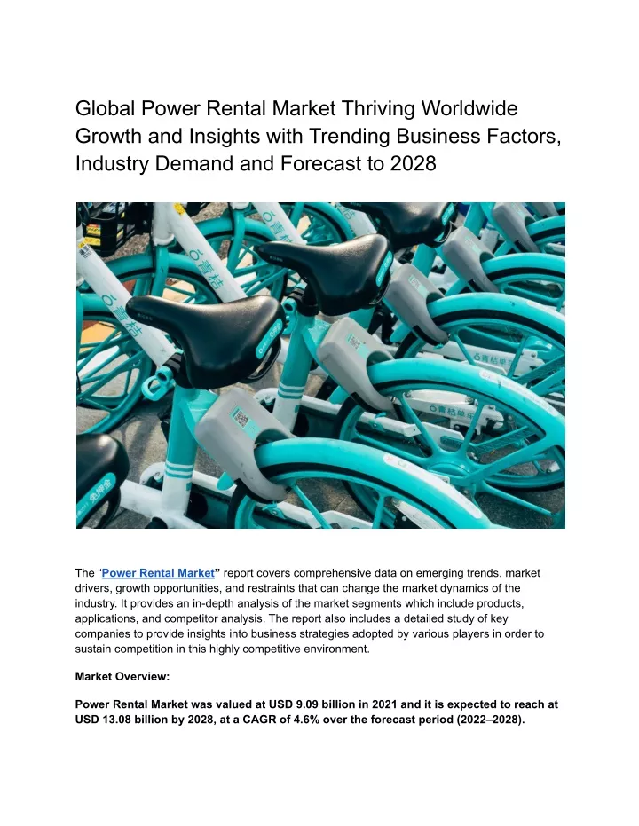 global power rental market thriving worldwide