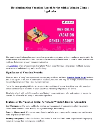 Vacation Rental Script & Wimdu Clone - Appkodes