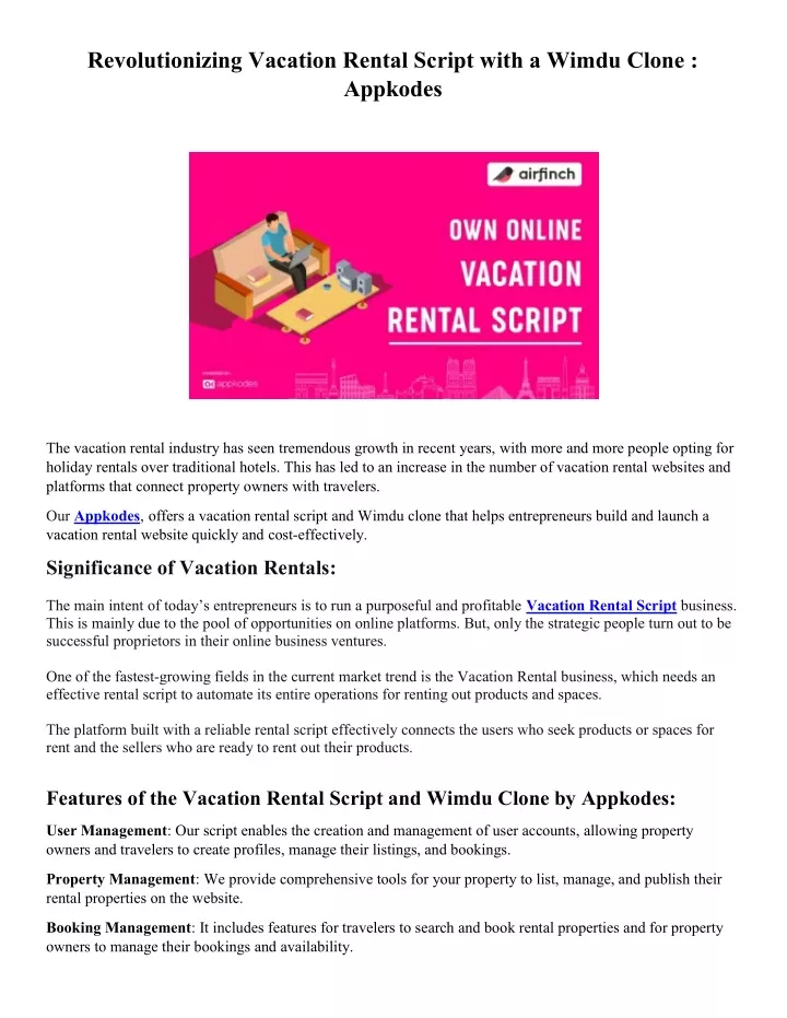 revolutionizing vacation rental script with