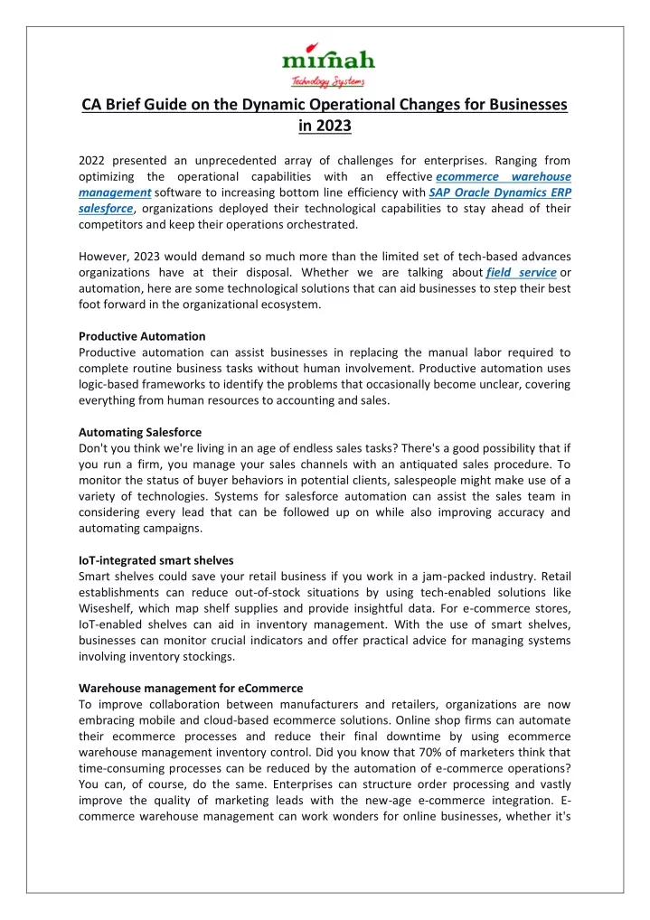 ca brief guide on the dynamic operational changes