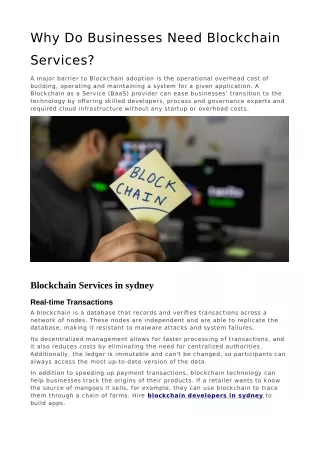 Why Do Businesses Need Blockchain Services?