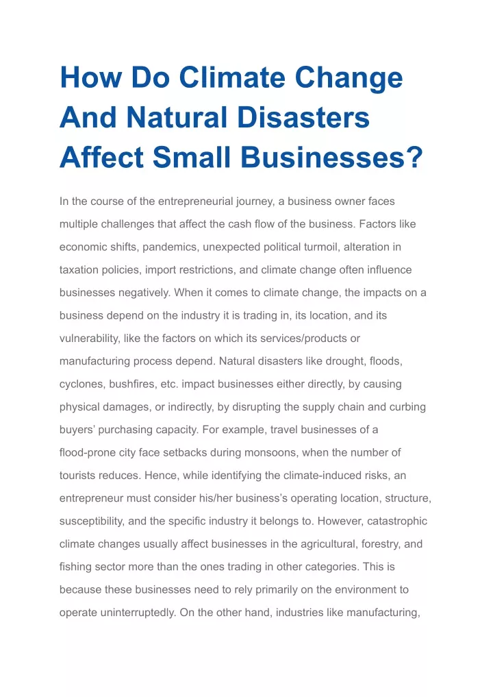 how do climate change and natural disasters