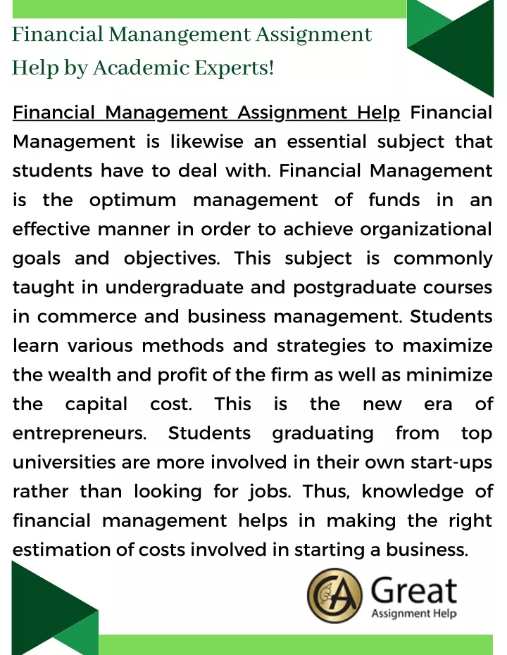 financial manangement assignment help by academic